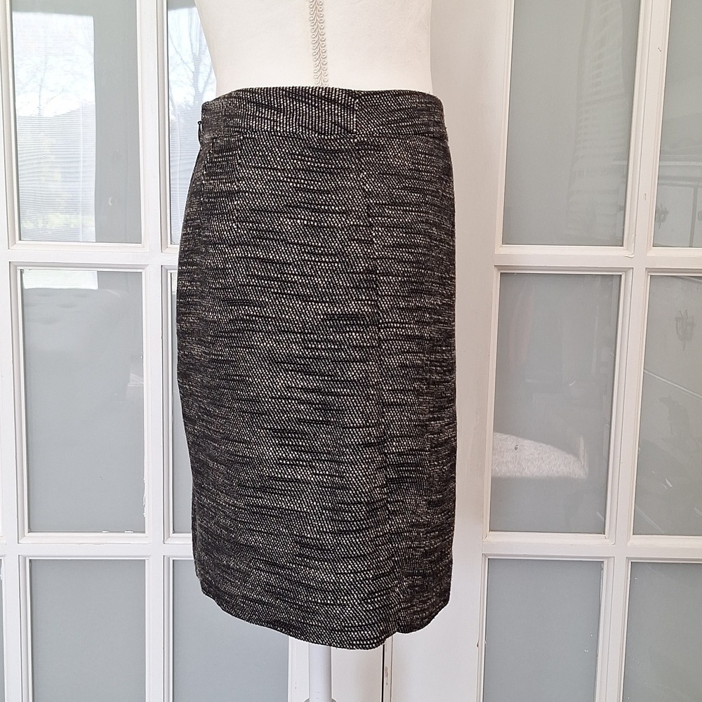 LOFT Heather Black and White Tweed Faux Wrap Skirt - Picture 5 of 16